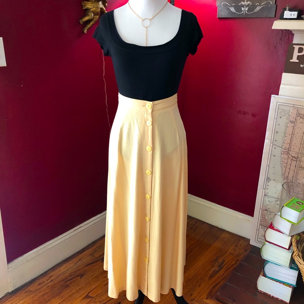 Long Yellow Button Down Skirt